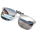 FF FRAZALA Clip On Sunglasses Polarized, UV400 & Anti-glare Lenses for Prescription Glasses Unisex (Silver)