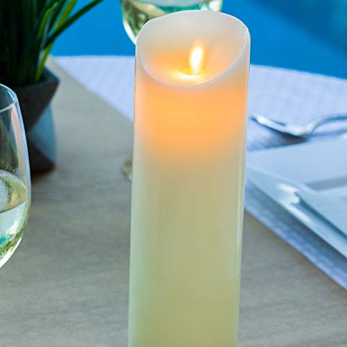 Image of Fire Tek 3 x 8.7 Inch Flameless Pillar Candle, 1 Programable LED Pillar Candle - Dancing Flame, For Home, Weddings, And Parties, Ivory Real Wax Battery Pillar Candle, Remote Sold Separately,