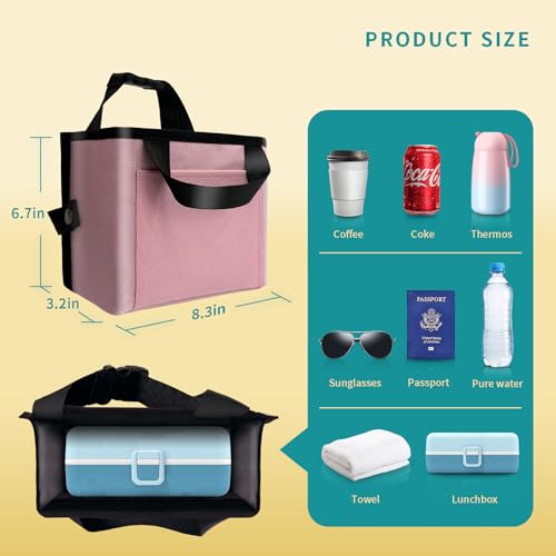 Image of Luggage Cup Holder for Suitcases - Free Hand Drink Carrier, Multifunctional Travel Cup Holder Fits Suitcase Handles, Travel Accessories (Pink)