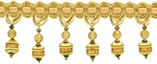 Noblesse Collection Beaded Tassel Fringe Trim - 3 Inch (7.5cm) Long, Cappuccino Brown, Sold By The Yard - View #2