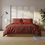 l&j Bettwäsche-Set Tartan für Doppelbett 255 x 200 cm, Bettbezug weich + 2 Kissenbezüge 50 x 80 cm + 1 Spannbettlaken 180 x 200 + 25 cm, Bettbezug 4 Jahreszeiten Schottenmuster