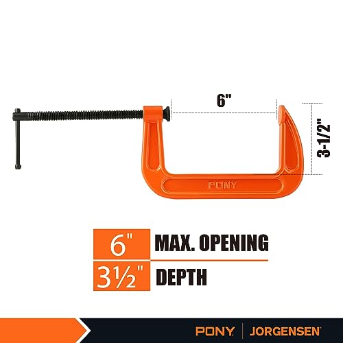Image of PONY 6 inch C-Clamp Set, 2660 C-Clamp, 1000 lbs Load Limit, 2-Pack