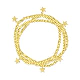 And Lovely 14K Gold Plated Oval Bead Stretch Bracelet with 14K Gold Plated Star Charm - Stackable St