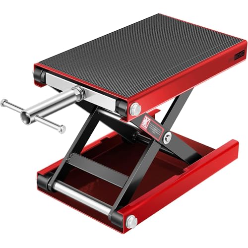 VIVOHOME Élévateur de Moto à Ciseaux en Acier avec Large Plateforme et Manivelle, Support Central...