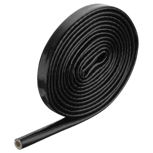 Image of MECCANIXITY 1 /5 inch ID 10ft Heat Shielded Fire Sleeve Silicone Coated Fiberglass Tape, for Automotive Hose Lines Wires Electrical Wiring, Black