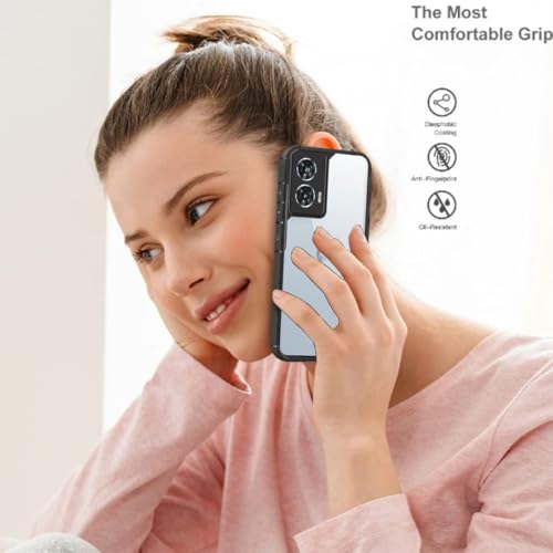 Image of SHINESTAR Ultra Slim Clear Back Cover for Motorola Moto G34 5G, Transparent Hybrid Hard Shell Plastic & Soft Silicone Rubber Bumper, Non-Yellow Acrylic Protective Cover - Black