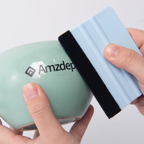 Image of AMZDEPOT 2 Pcs Felt Edge Vinyl Squeegee 4 Inch, SkyBlue and Pink | Felt Edge Squeegee With Spare Felt Inserts, Compact Lightweight Non Slip Grip, Anti-Scratch Bubble Remover