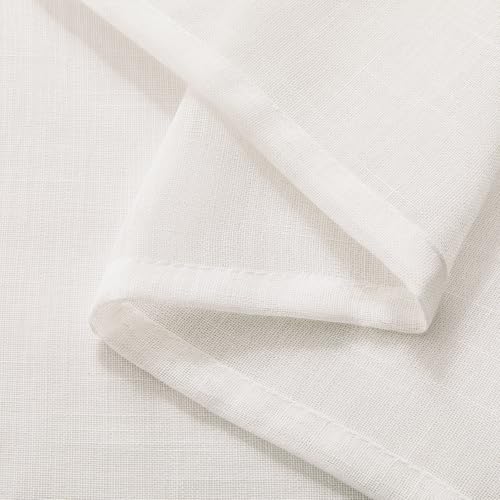 Image of Joydeco Sheer Curtains 84 Inches Long, Cream Curtains for Living Room 2 Panels Set, Ivory Curtains Window Privacy Assured with Light Filtering(W52 x L84 Inch,Ivory)
