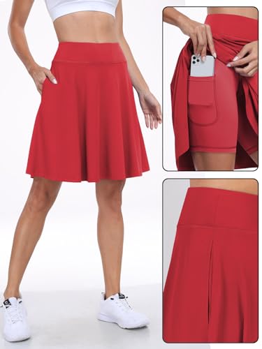 Image of ANRABESS Knee Length Skorts Skirts for Women 2026 Summer High Waisted Golf Tennis Skirt Casual Travel Built-in Shorts Clothes