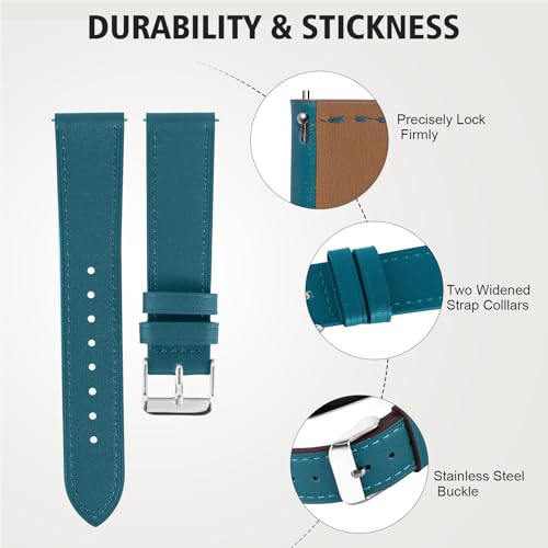 Italy Genuine Leather Watch Bands Men Women Compatible with Samsung Galaxy Watch Band, 20mm 22mm Lugs Watch Straps, Quick Release Wear-resistant Sweat-Resistant Smartwatch Replacement Strap