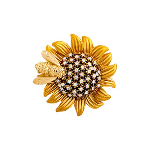 PEALGBI 1 Pack Bee Daisy Brooch Personality Vintage Sunflower Corsage Temperament Corsage Pin for Suit Jacket Cotton Shirt Skirt Cotton Canvas Bag