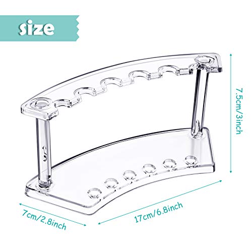 Image of Tinlade 2 Pieces Plastic Pen Holder Stand Display Rack 6-Slot Pen Makeup Brush Rack Organizer Eyebrow Stand for School Office Home Store(Clear,black)