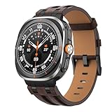 MoKo Cinturino in Pelle Compatibile con Samsung Galaxy Watch Ultra 47mm (2025/2024), Cinturino di Ricambio in Vera Pelle con Connettore in Metallo per Uomo, Nero+Marrone Scuro