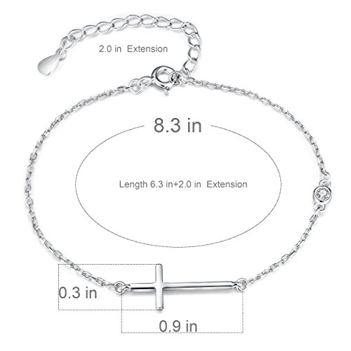 925 Sterling Silver Cross Bracelet Womens in Good Faith CZ Chain Bracelet with Cross for Confirmation Anniversary Birthday2