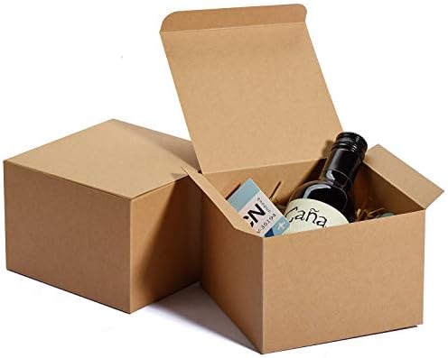 HOUSE DAY Gift Boxes 12X12X9cm Favor for Bridesmaid Proposal/Birthday/Party/Wedding, Kraft Paper Present Packaging Box with Lid, Decorative Gift Wrap Boxes Bulk for Crafting/Cupcake -Brown 10 Pcs