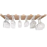 Under Cabinet Wine Glass Holder - Space Saving Unfinished Wooden Stemware Rack - Our Wine Glass Rack Is Handmade In The USA - Double Rack For 18 Wine Glasses - 11' Deep x 26.75' Wide x 0.75' High