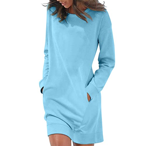 Generisch Winterkleid Damen Lang Elegant Langarm Warm Midi Pulloverkleid Winter Pullikleid Knielang Casual Tunika Kleid Herbst Festlich Crewneck...