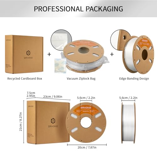 Image of ERYONE PLA Filament 1.75 mm, PLA 3D Printer Filament, Dimensional Accuracy + /- 0.03 mm, White