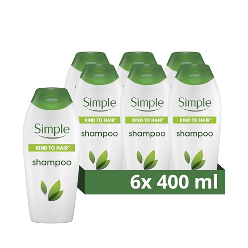 Simple Kind to Hair Gentle Cleansing Shampoo with vitamin B5 chamomile oil and glycerin hair care for healthy shiny hair 6x 400 ml