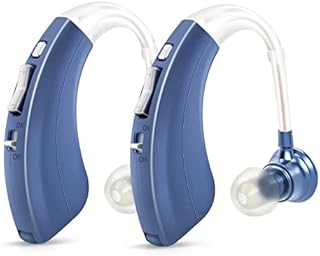 Digital Hearing Amplifiers Qty 2 (Modern Blue) 500hr Battery by Britzgo BHA-220D