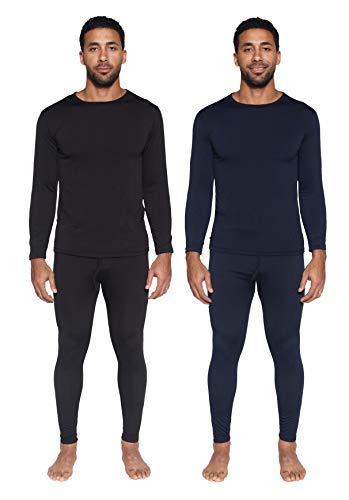 2 Pack: Mens Thermal Sets Underwear Microfiber Fleece Lined Long Johns Base Layer