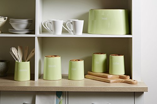 Premier Housewares Sugar Canister, Container, Dolomite - Green, H14 x W12 x D12cm - Image 2