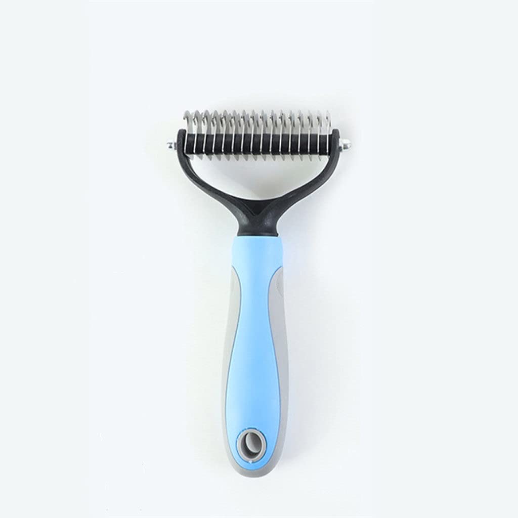 Dwustronna szczotka dla zwierząt ze stali nierdzewnej Koty Grzebień do usuwania sierści psa Grooming Dematting Deshedding Blade for Matted Long (Kolor: B) (B)