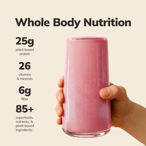 Image of Ka'Chava All-In-One Nutrition Shake Blend, Strawberry, 15 Servings, 85+ Superfoods & Nutrients, Greens Plant-Based Powder Protein Drink, Digestive Enzymes & Probiotics, Vegan Dairy Gluten Free