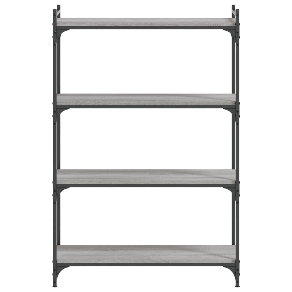 Homgoday Regał na książki, 4 półki, stojący, biurowy, magazynowy, do przechowywania, regulowane nogi, do salonu, gabinetu, biura, szary, Sonoma, 80 x 30 x 120 cm, materiał drewnopochodny