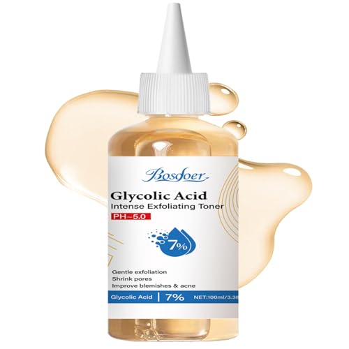 7% Glycolic Exfoliating Acid Toner, Even Skin Tone, Smooth Skin, Unclogs Pores, Gentle Effective Toner with Hydrating Properties for Daily Use