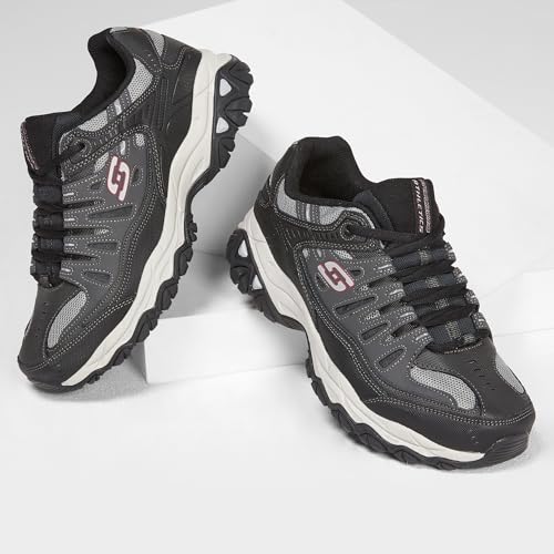 Image of Skechers Men's Afterburn M. Fit Fashion Sneakers - Leather Upper, Memory Foam Insole, Rubber Outsole