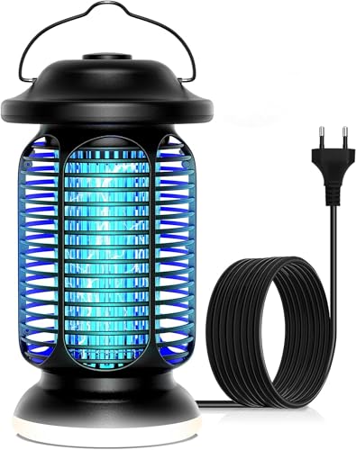 Lámpara Antimosquitos Eléctrico 20W, 4000V IPX4 Resistente al Agua Atrapamoscas Eléctrico, Altamente Eficaz Lámpara Repelente Mosquitos Interior Exterior, Diseño Rejilla Mejorado e Iluminación