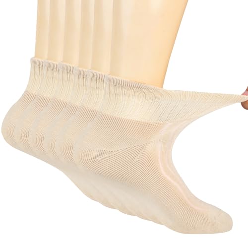 Image of +MD Bamboo Viscose Ankle Diabetic Socks for Men & Women, 6 Pairs, Soft Cushioned, Non-Binding Loose Top, Extra Wide
