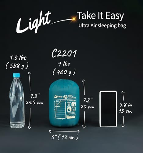 Litume Ultra Compact Down Sleeping Bag, 700 Fill Power, Bolsa de Dormir Ligera y Compacta para 3 Temporadas, Individual, para Camping, Senderismo y Mochilero miniatura 5