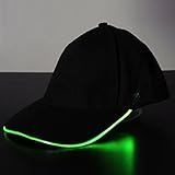 Material: algodón. Bluelover Luz LED Glow Club partido deportes deportivos tela negra viaje sombrero tapa verde