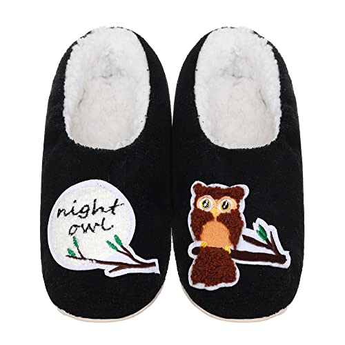 Image of ZYZX Cute Slipper Socks with Grips,Cozy Soft Sole House Slippers for Women | Animal Pattern Warm Safe Non Slip Fleece-lined Fluffy Fuzzy Socks Indoor for Adult,Easy to Wash,Gifts