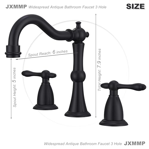 Matte-Black-Antique-Bathroom-Faucet-Widespread-3-Hole-Bathroom-Sink-Faucet-Widespread-with-Pop-Up-Drain-and-cUPC-Supply-Hose-Modern-2-Handle-Black-Sink-Faucet-Bathroom-JXM3073BK Matte Black Antique Bathroom Faucet Widespread 3 Hole Bathroom Sink Faucet Widespread with Pop Up Drain and cUPC Supply Hose Modern 2 Handle Black Sink Faucet Bathroom JXM3073BK