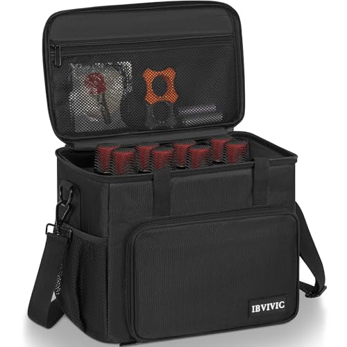 IBVIVIC 8 Slots Wireless Microphone Case with Foam, 1680D Heavy Duty Oxford Fabric Microphone Bag...