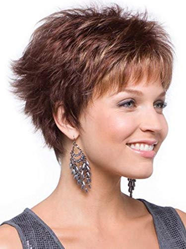 Lizzy Wig Color Expresso - Rene of Paris Wigs 3.5" Short Spiky Wispy Bangs Razor Layers Synthetic Average Cap Bundle MaxWigs Hairloss Booklet