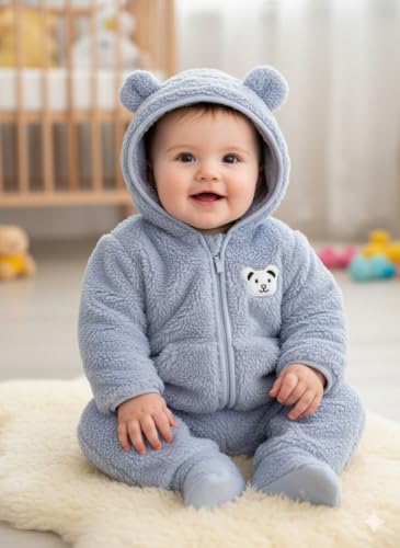 Image of NAMAN Soft Fleece Hooded Long Sleeve For New Born Baby Winter Wear Keep Warm Baby Clothing Sets ||For Baby Boys and baby Girls Unisex Suit Infant Clothes First Gift.