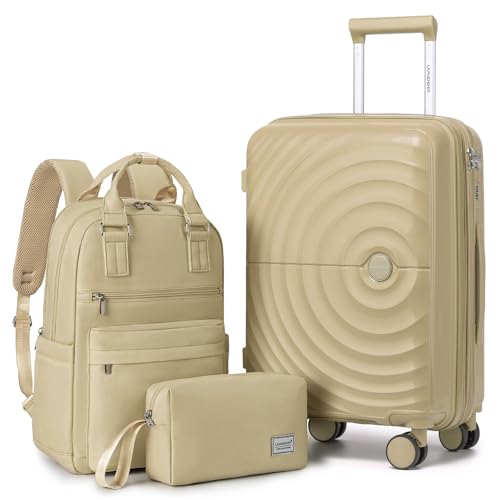 Image of LARVENDER Luggage Sets Spinner Suitcase Hardshell Expandable Carry On | ABS+PC Checked Luggage with Backpack, Suitcase Set for Women, Spinner Wheels,Durability, Lightweight,22x14x9 Airline Approved