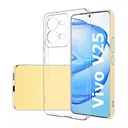 Image of REALCASE Crystal Clear Vivo V25 5G Back Cover Case | Protective Design Transparent Back Cover Case for Vivo V25 5G (Silicone)