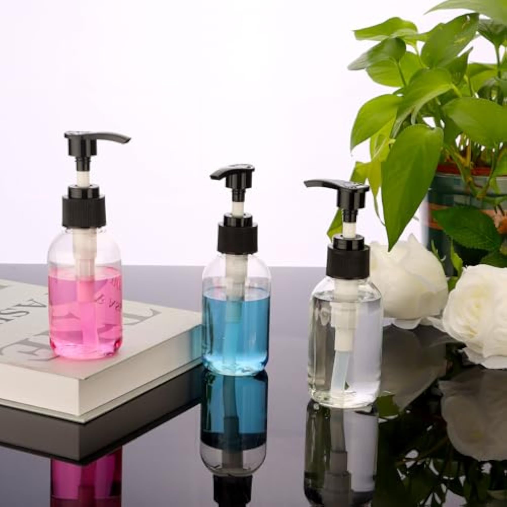 3 Pack 3.4oz Empty Pump Bottles Clear Lotion Dispensers