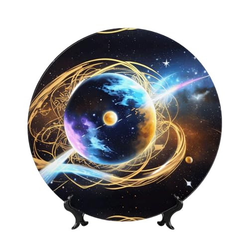 Platos decorativos de estrella celestial con soporte de 7 pulgadas para hogar y oficina 2