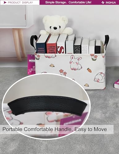 Image of Rectangular Rabbit Storage Basket | Fabric Organizer Bin for Books,Clothes,Gifts,Pets-Perfect for Home,Office,Nursery,Dorm,Shelf(Rec-rabbit)