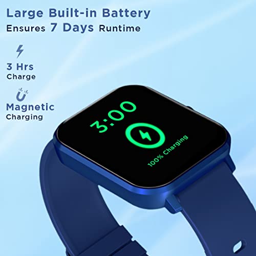 Image of pTron Force X11 Bluetooth Calling Smartwatch with 1.7 inch Full Touch Color Display, Real 24 /7 Heart Rate Tracking, Multiple Watch Faces, 7Days Runtime, Health /Fitness Trackers & IP68 Waterproof (Blue)