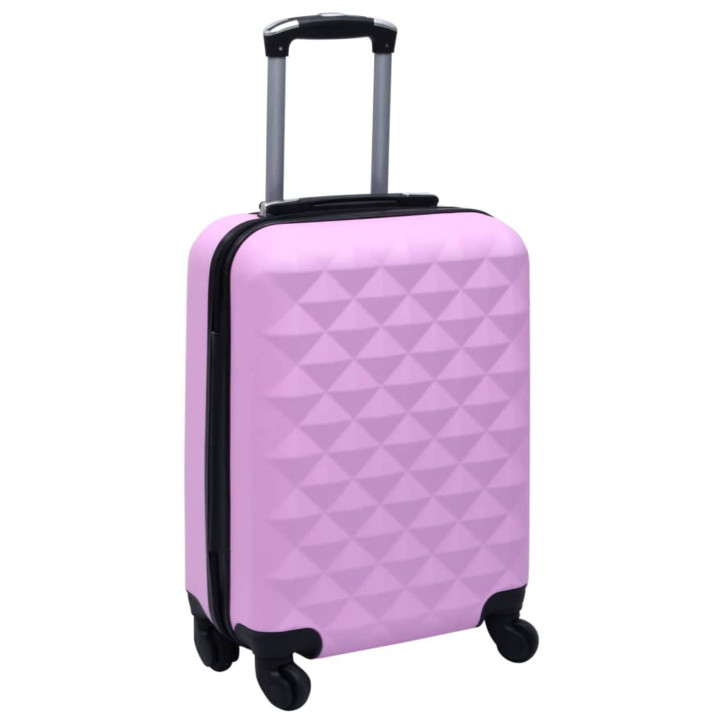 Twarde etui na kółkach zestaw 2-częściowy ABS różowy 55 x 36 x 22 cm i 76 x 48 x 28 cm z zamkiem bezpieczeństwa, kółka 360 stopni, organizer na urlop, podróż i samolot