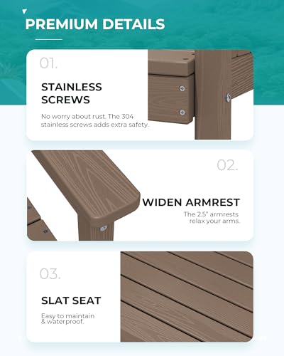 Image of SERWALL 7 Pcs Outdoor Dining Set, 1 Umbrella Hole Table & 6 Chairs, Coffee | HDPE Outdoor Dining Furniture with Rectangular Table & 6 Chairs, All-Weather Resistant SERWALL Dining Set for 6