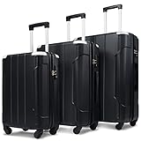 Merax Luggage Set with TSA Lock, Expandable 3 Piece Hardshell Lightweight Suitcase Set 20inch 24inch 28inch (Black)