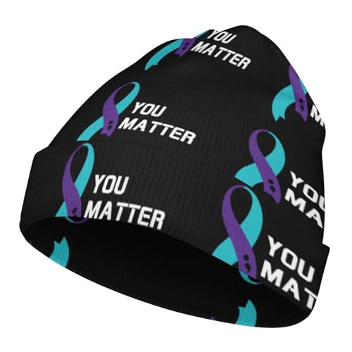 Suicide Prevention Awareness Kids Beanie Hat for for Girls Boys Children Cap Winter Knitted Chemo Cancer Headwear Accessories Gifts Decoration Black